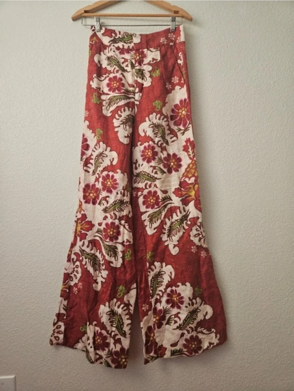 zara linen floral wide lsg pants . xsmall